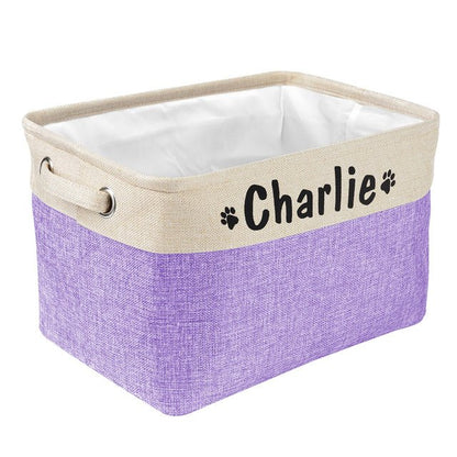 Dog Toy Basket Personalized Canvas Storage