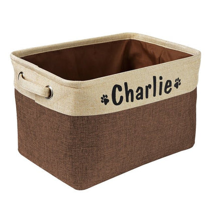 Dog Toy Basket Personalized Canvas Storage