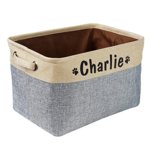 Dog Toy Basket Personalized Canvas Storage