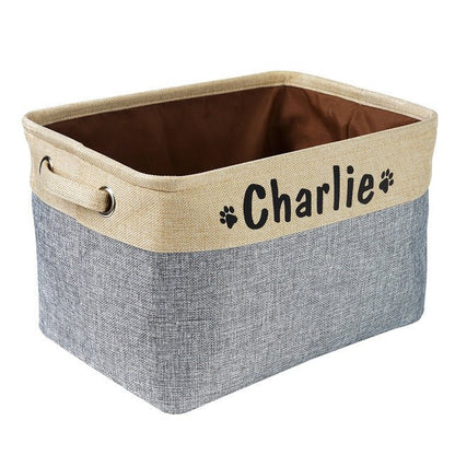 Dog Toy Basket Personalized Canvas Storage