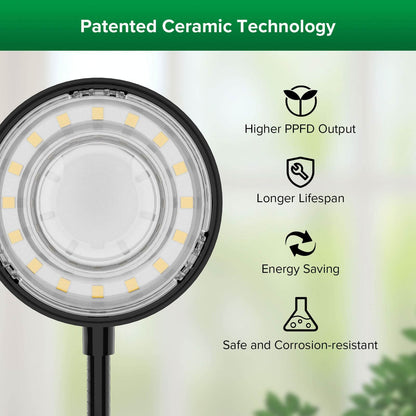 Grow Light, 40W 4-Head, Full Spectrum, Tripod Stand, Remote, Plant
