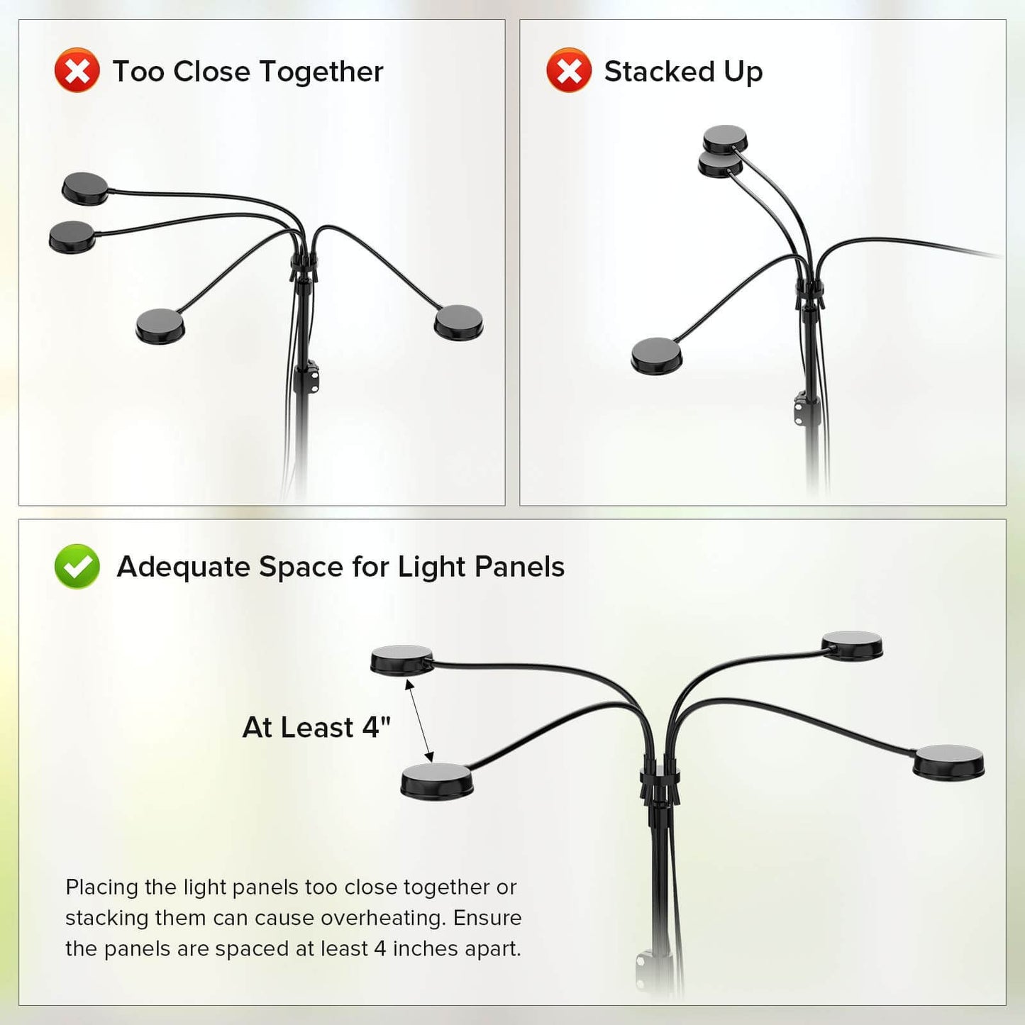 Grow Light, 40W 4-Head, Full Spectrum, Tripod Stand, Remote, Plant