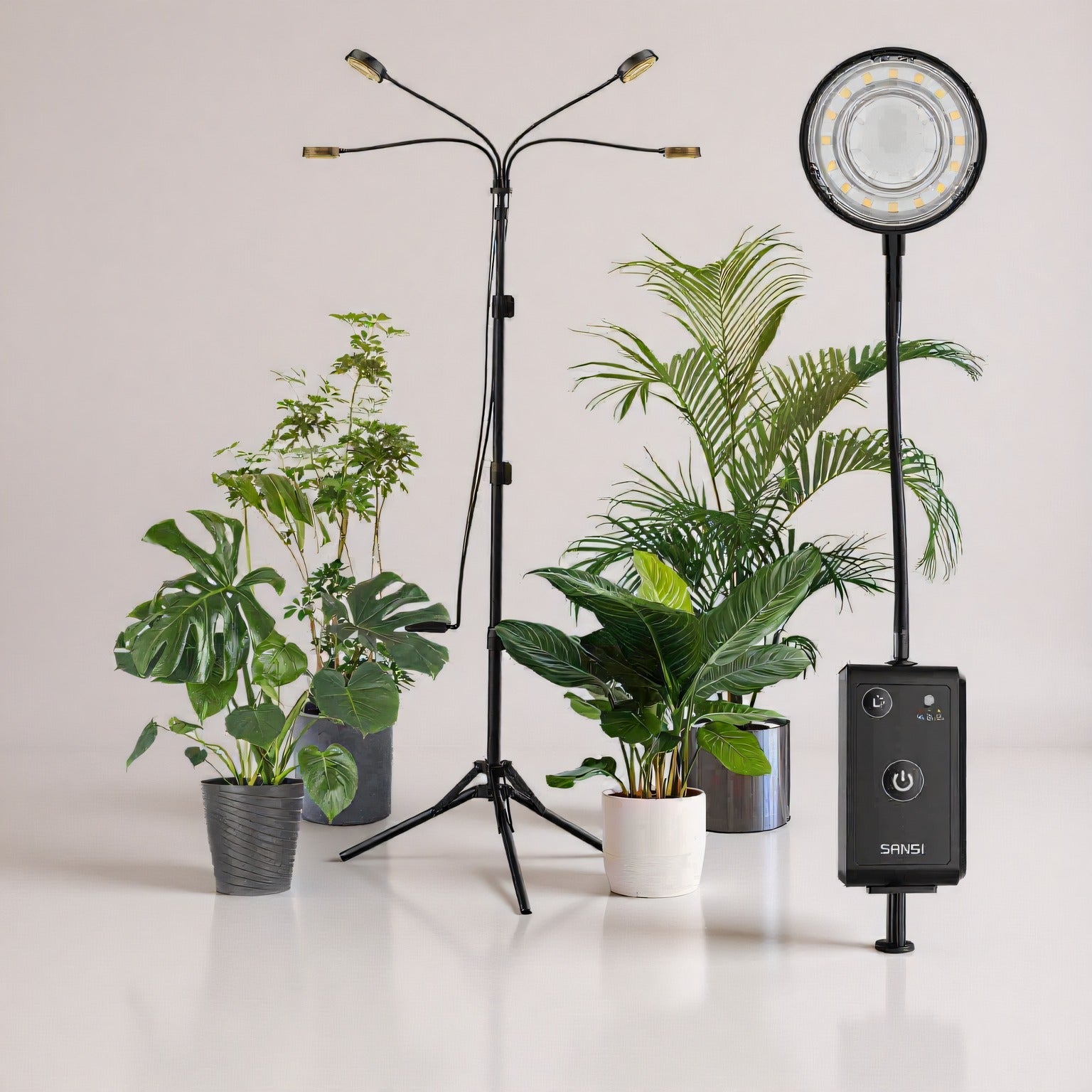 Grow Light, 40W 4-Head, Full Spectrum, Tripod Stand, Remote, Plant