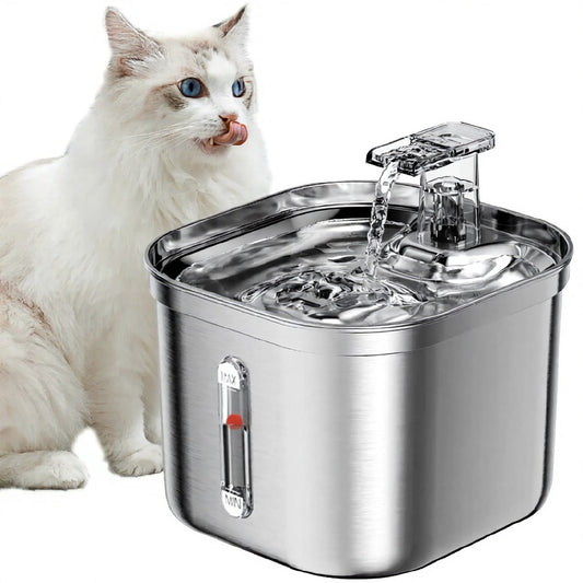 Fontaine à Eau Silencieuse pour Chat en Inox - Foivo