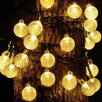 Solar Twinkle LED String Lights, 30ft, IP65, Outdoor