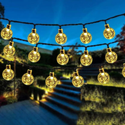 Solar Twinkle LED String Lights, 30ft, IP65, Outdoor