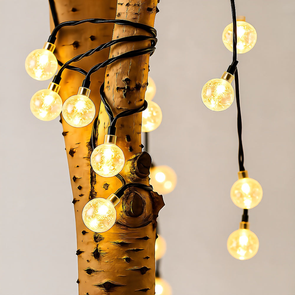 Solar Twinkle LED String Lights, 30ft, IP65, Outdoor