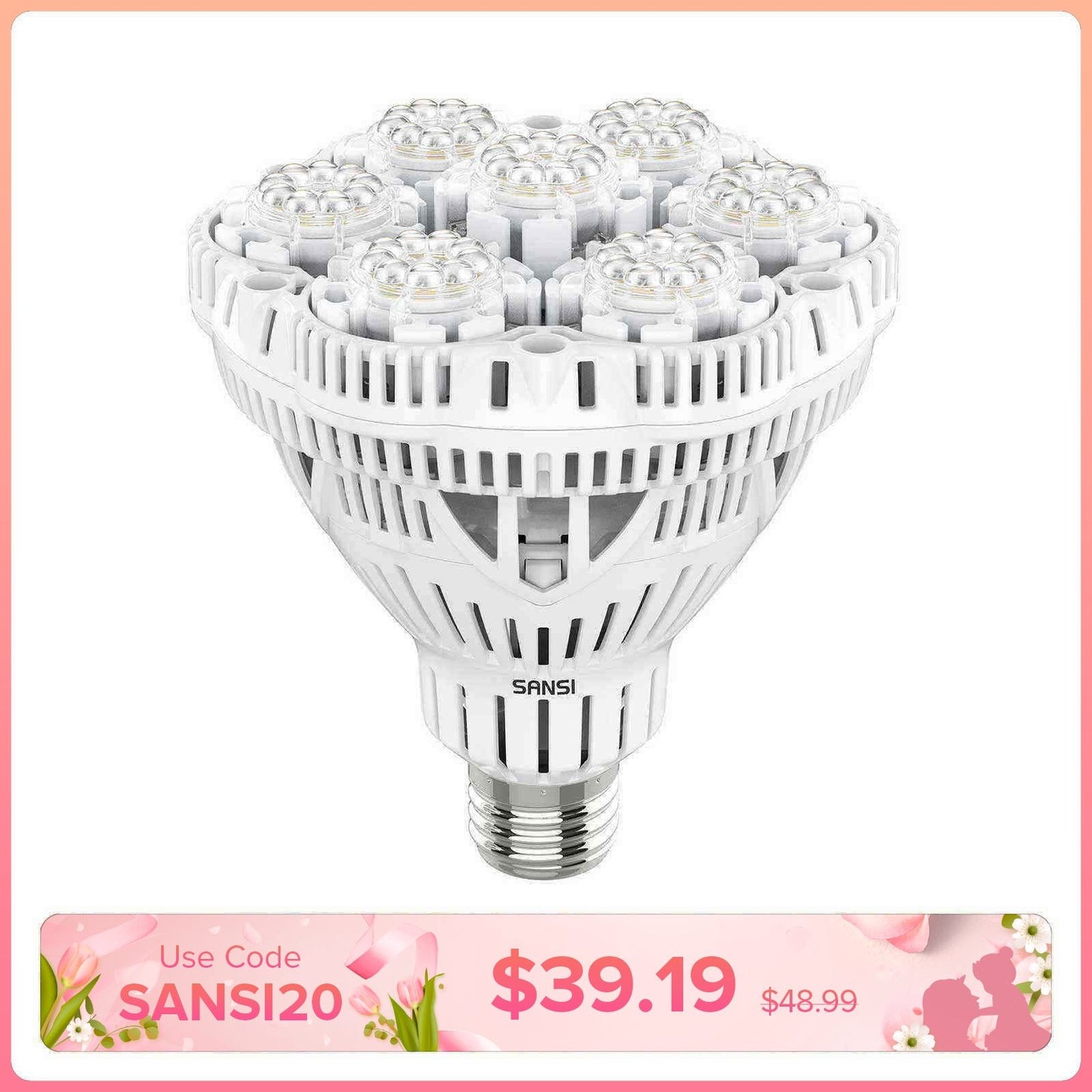 BR30 LED Grow Light, 36W, E26 Full Spectrum Plant Bulb