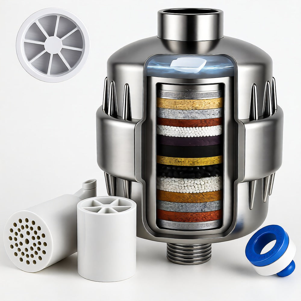 Shower Filter, 3 Purifying Cartridges, Universal, For Healthy Skin