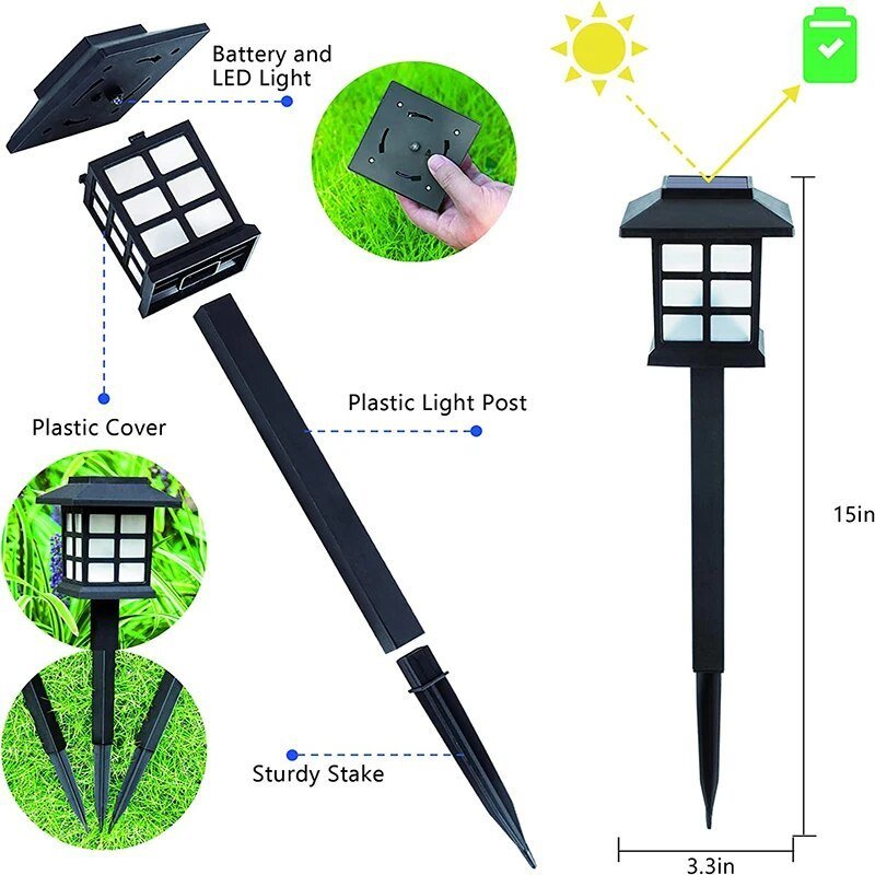 LED Pathway Lantern, Solar Automatic, Outdoor Light
