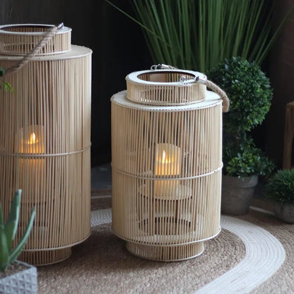 Imitation Bamboo LED Flameless Candle Lantern, Indoor Outdoor