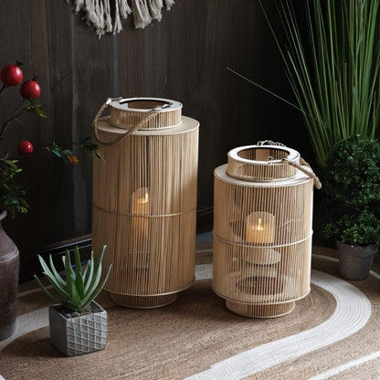 Imitation Bamboo LED Flameless Candle Lantern, Indoor Outdoor