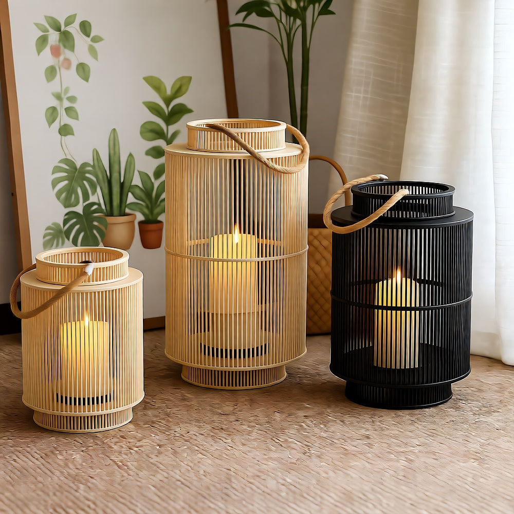 Imitation Bamboo LED Flameless Candle Lantern, Indoor Outdoor