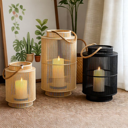 Imitation Bamboo LED Flameless Candle Lantern, Indoor Outdoor