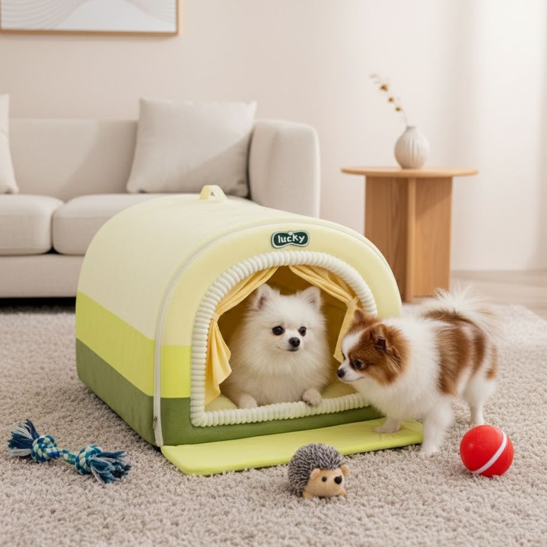 Hippie Painted Pet House Curved Cozy Plush Bed for Dogs