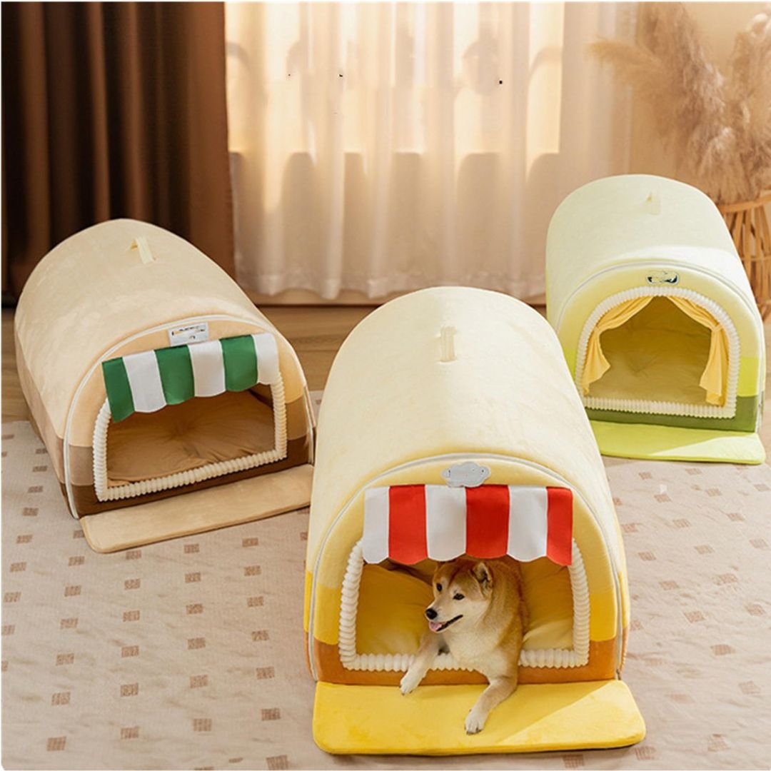 Hippie Painted Pet House Curved Cozy Plush Bed for Dogs