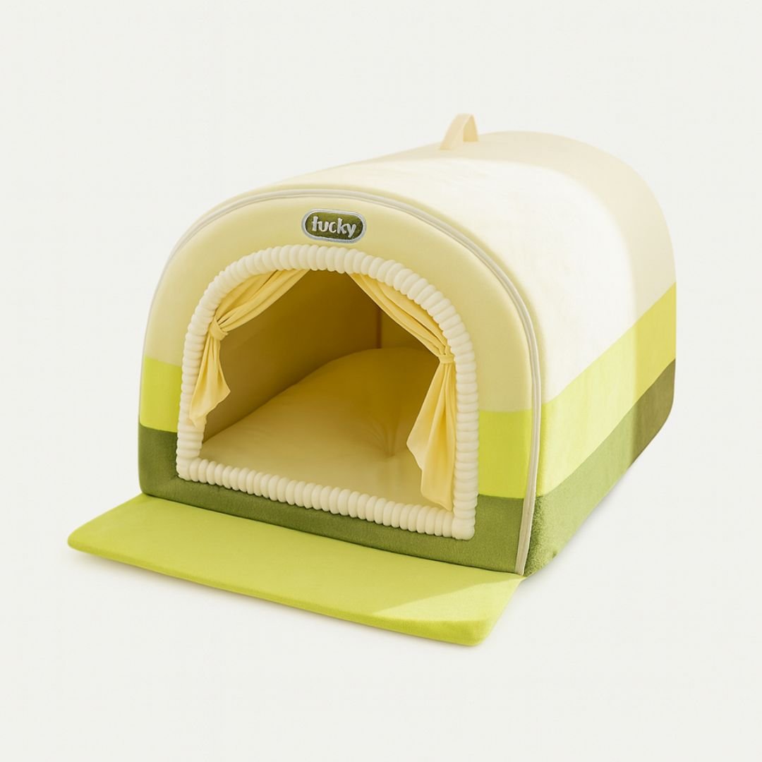 Hippie Painted Pet House Curved Cozy Plush Bed for Dogs