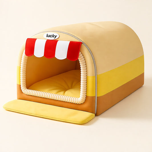 Hippie Painted Pet House Curved Cozy Plush Bed for Dogs