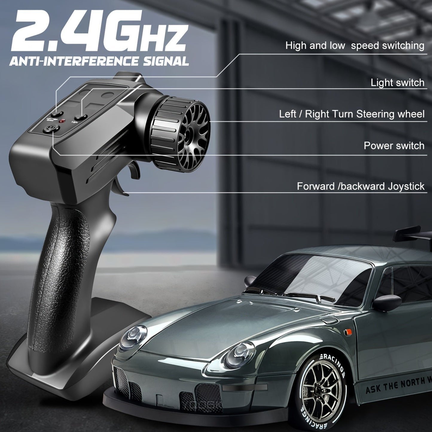 RC Drift Car, 4WD, 2.4GHz, Rechargeable, Toy