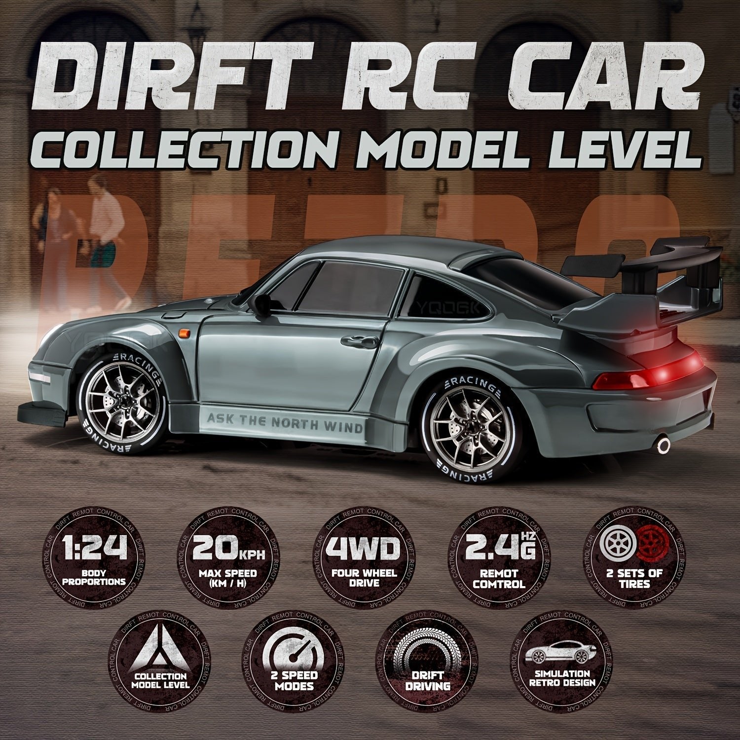 RC Drift Car, 4WD, 2.4GHz, Rechargeable, Toy