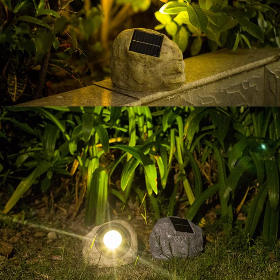 Solar Stone Pathway Lights LED Resin Outdoor