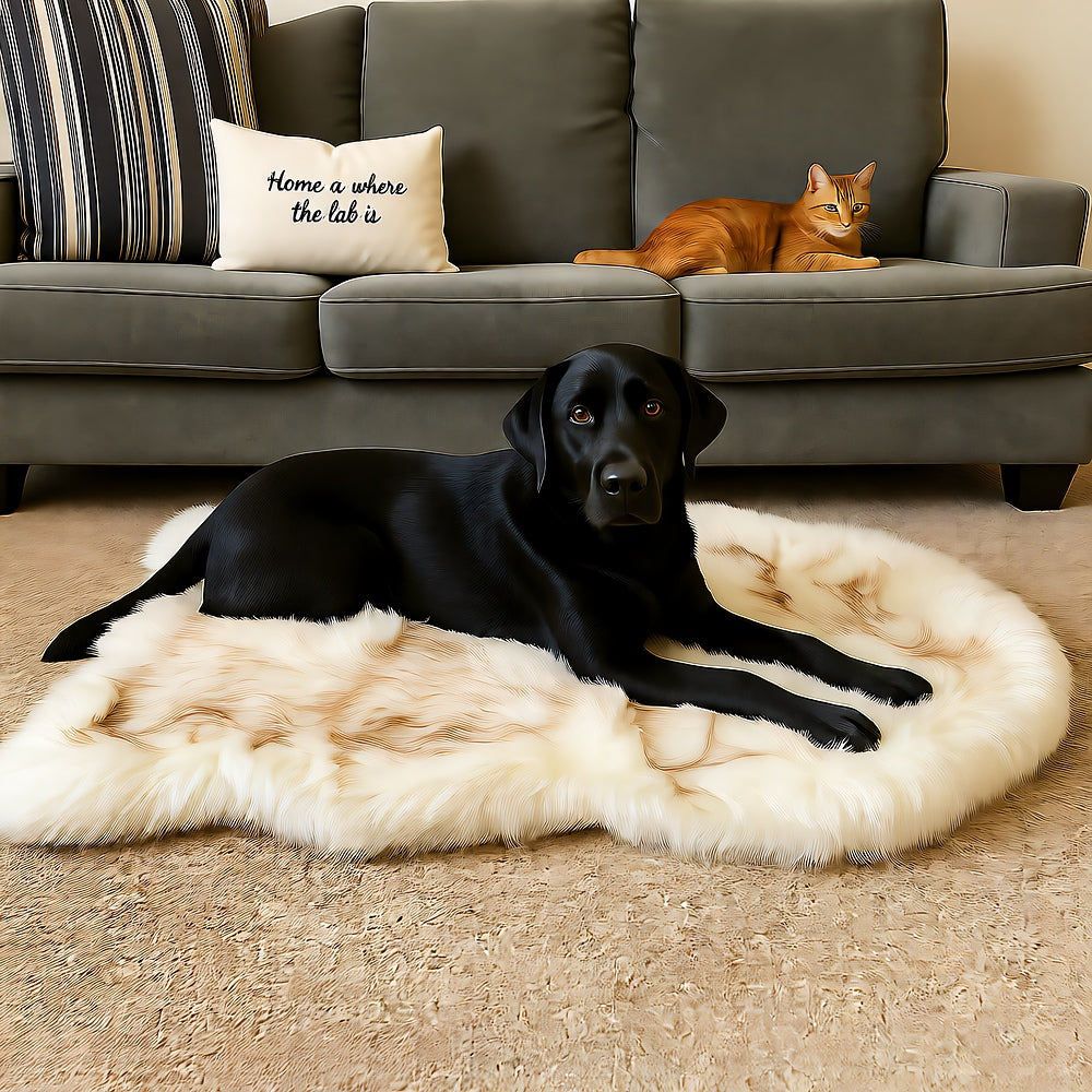 Faux Fur Dog Bed, Plush Foam Orthopedic Base, Relaxing Pet Lounger
