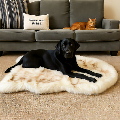 Faux Fur Dog Bed, Plush Foam Orthopedic Base, Relaxing Pet Lounger