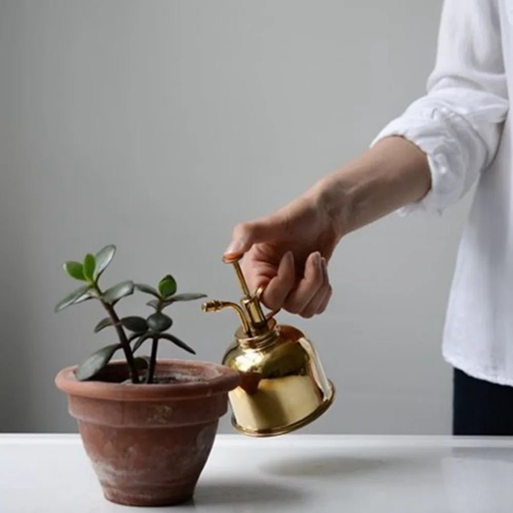 Gold Plant Spray Bottle, Brass, 6in, Indoor Plant Mister