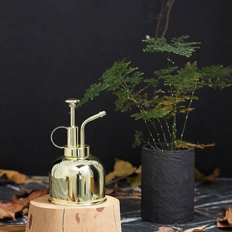 Gold Plant Spray Bottle, Brass, 6in, Indoor Plant Mister