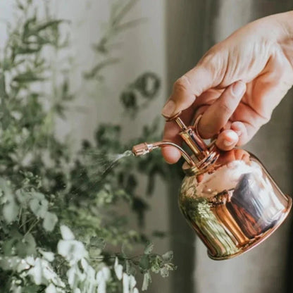 Gold Plant Spray Bottle, Brass, 6in, Indoor Plant Mister