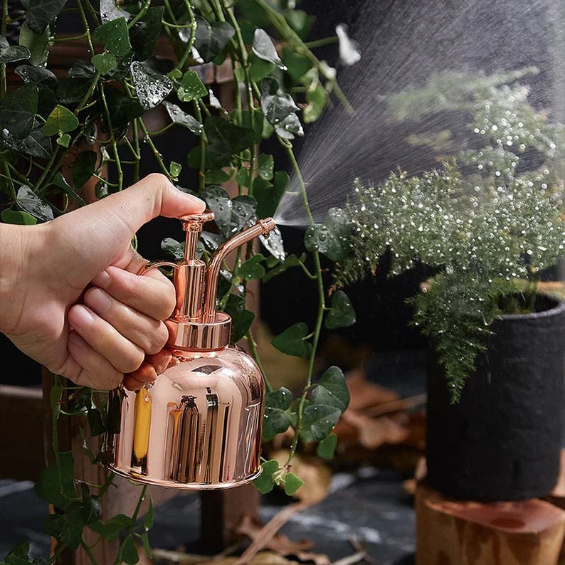 Gold Plant Spray Bottle, Brass, 6in, Indoor Plant Mister