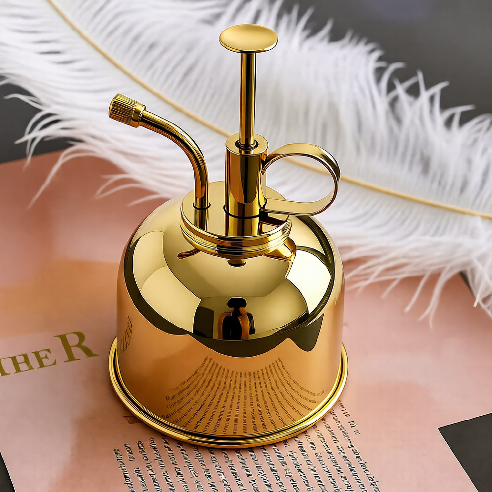 Gold Plant Spray Bottle, Brass, 6in, Indoor Plant Mister