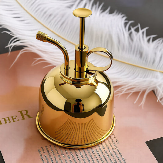 Gold Plant Spray Bottle, Brass, 6in, Indoor Plant Mister