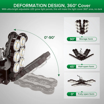 Led Grow Light, 120W/240W, Folding Wings, Full Spectrum, IP65