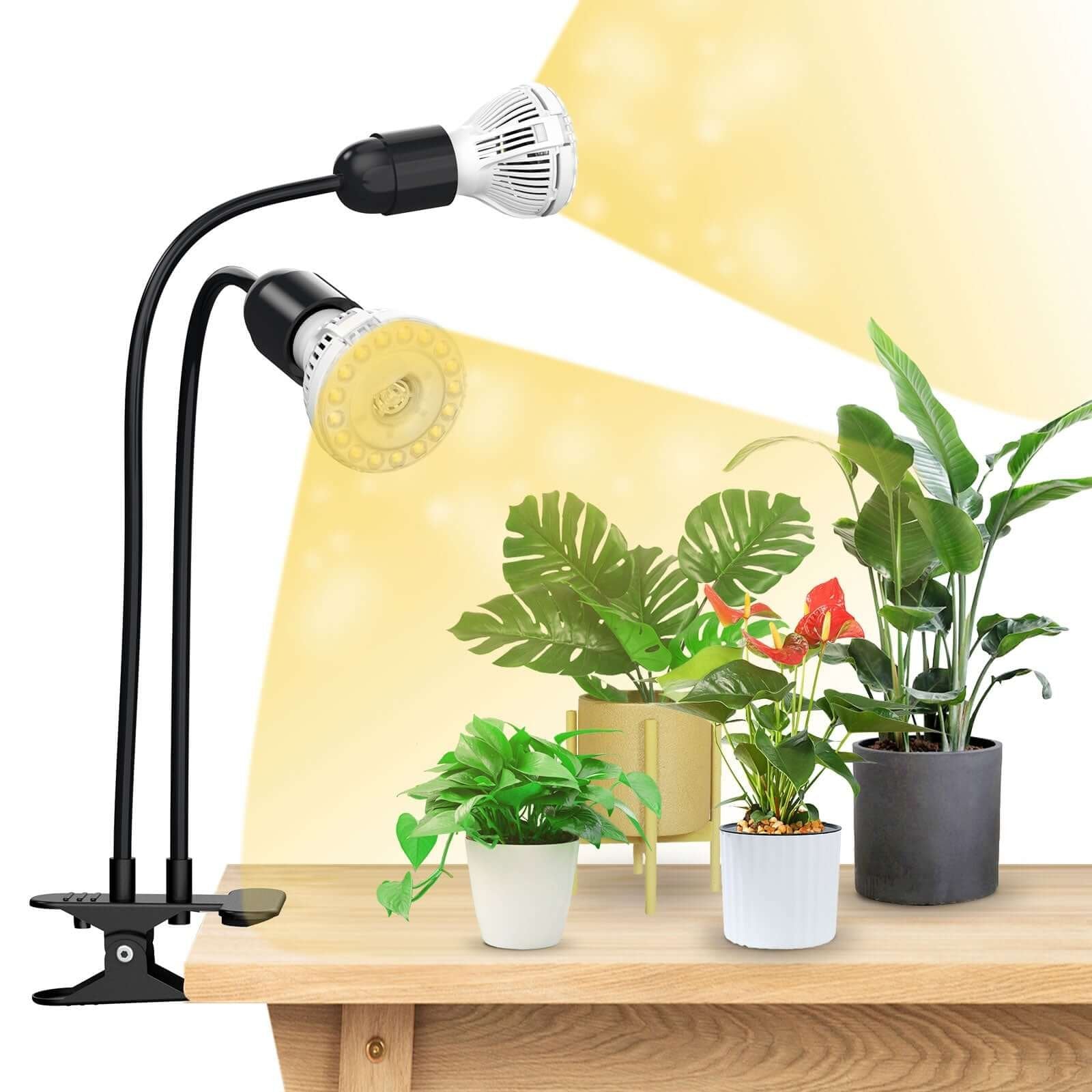 LED Grow Light, 20W Adjustable 2-Head, Clip-on Full Spectrum Plant