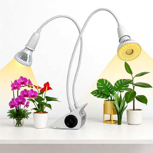 LED Grow Light, 20W Adjustable 2-Head, Clip-on Full Spectrum Plant