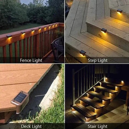 Solar Stair Light, IP65 Dusk-to-Dawn Mount Outdoor Path Deck