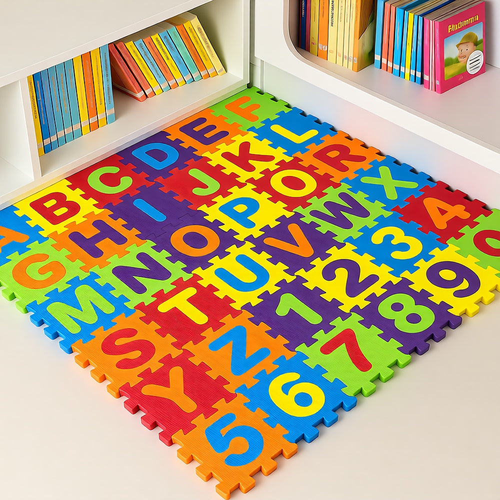 Baby Play Mat, Alphabet Numbers, 36-Piece, Foam, Infant Toddler