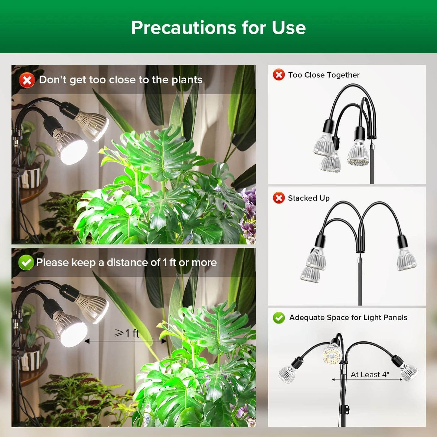 Multi-head Grow Light 90W Adjustable Tripod Stand Full Spectrum