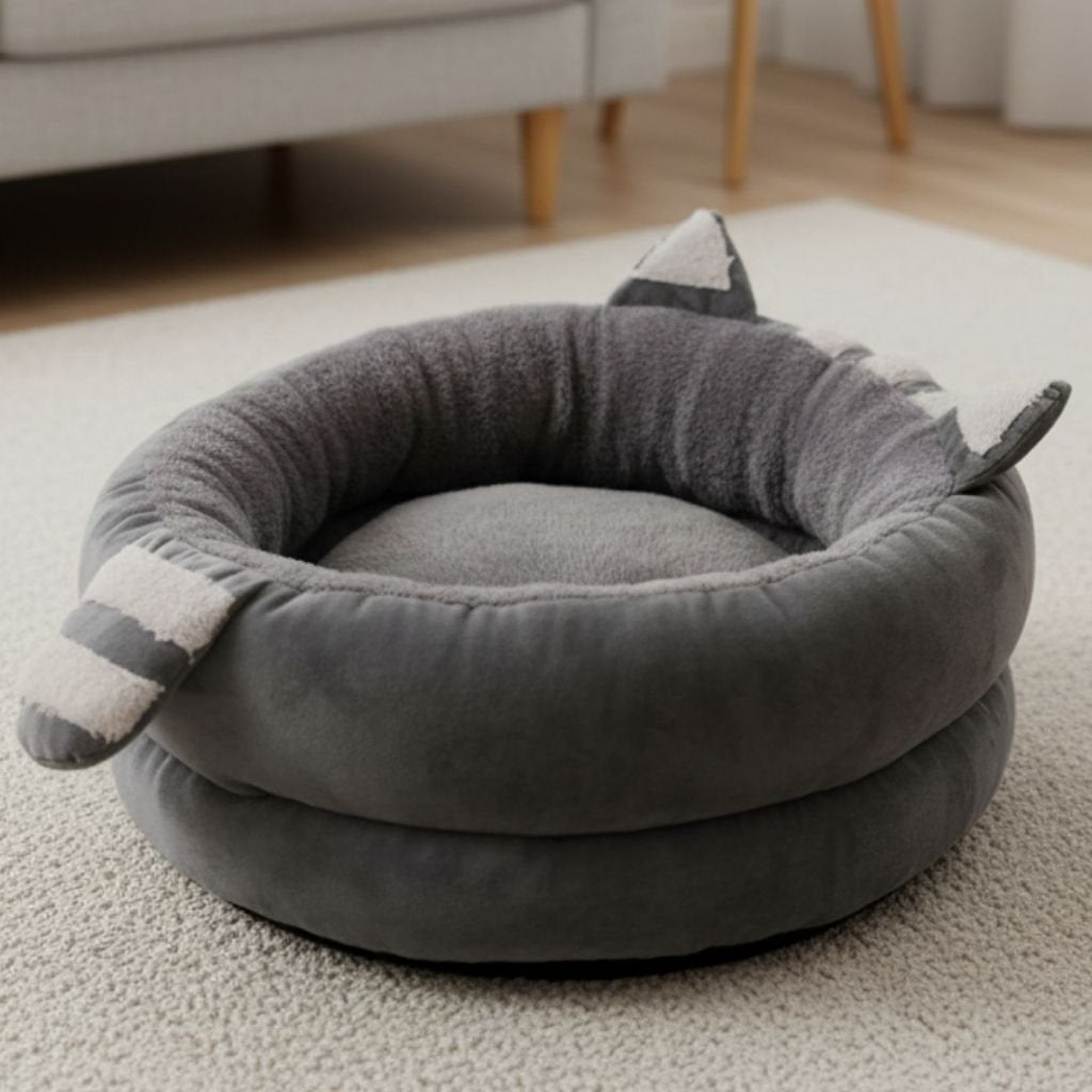 Rocco Round Plush Pet Bed, Orthopedic, Washable, Cat Dog