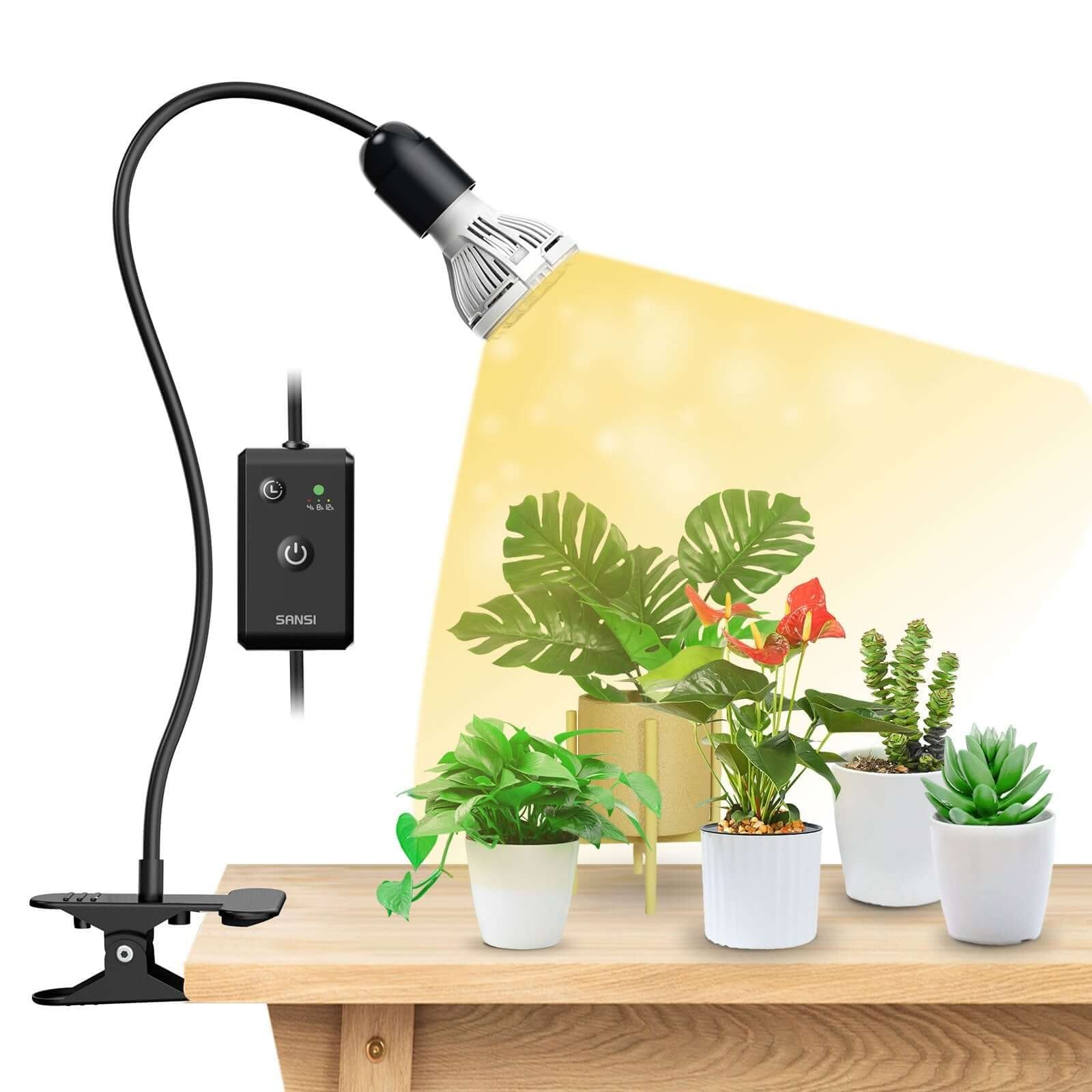 LED Grow Light, 10W Adjustable 1-Head, Clip-on, Timer