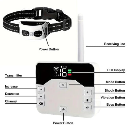 Training Collar & Wireless Fence, 2-in-1, IP65, 300m Dog Training