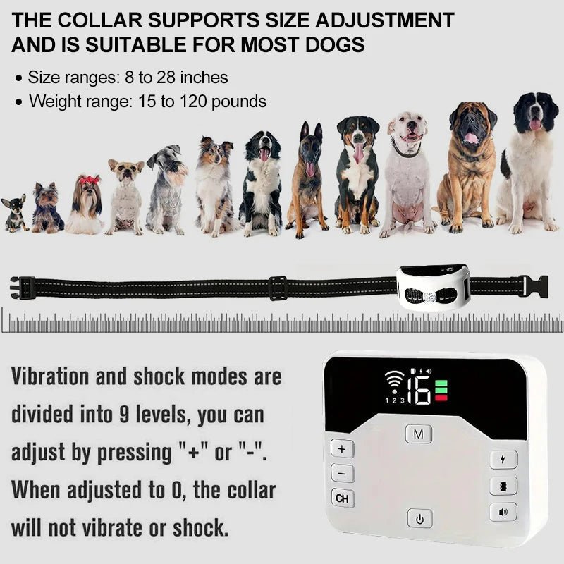 Training Collar & Wireless Fence, 2-in-1, IP65, 300m Dog Training