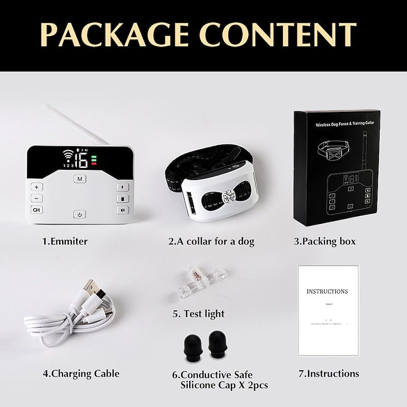 Training Collar & Wireless Fence, 2-in-1, IP65, 300m Dog Training