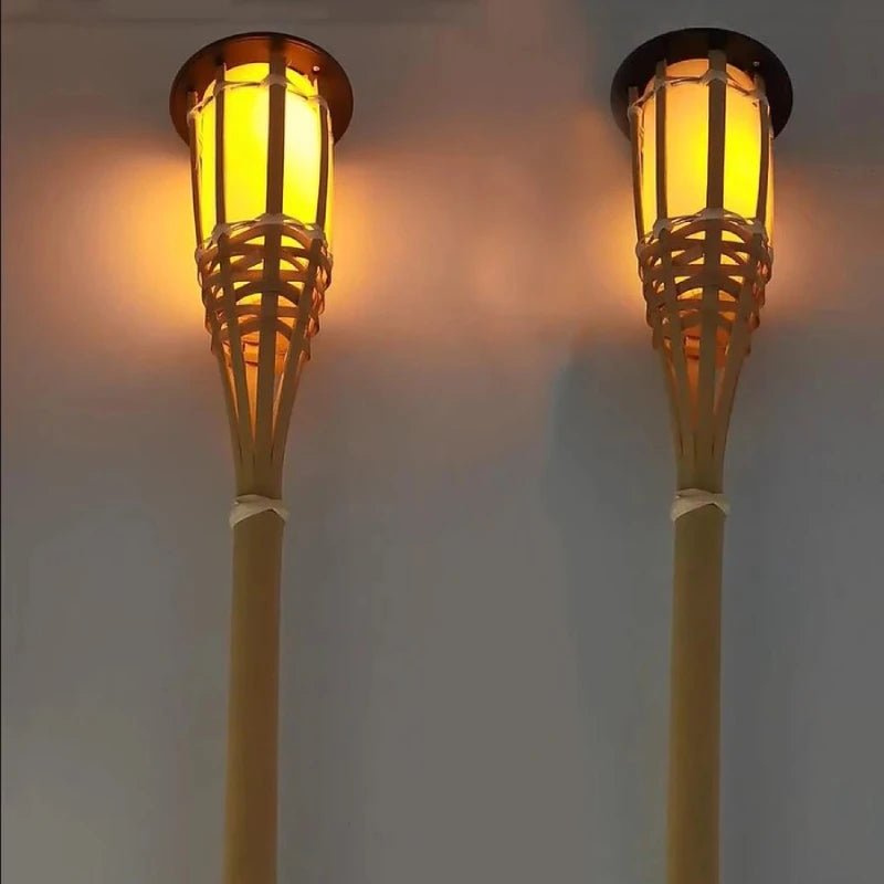 Solar Tiki Torch, 5-Piece Set, Outdoor Garden Lighting