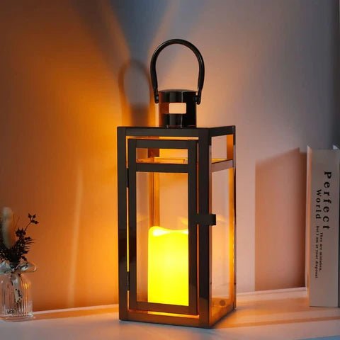 Candle Lanterns, 3-Piece Set, Stainless Steel Glass, Outdoor