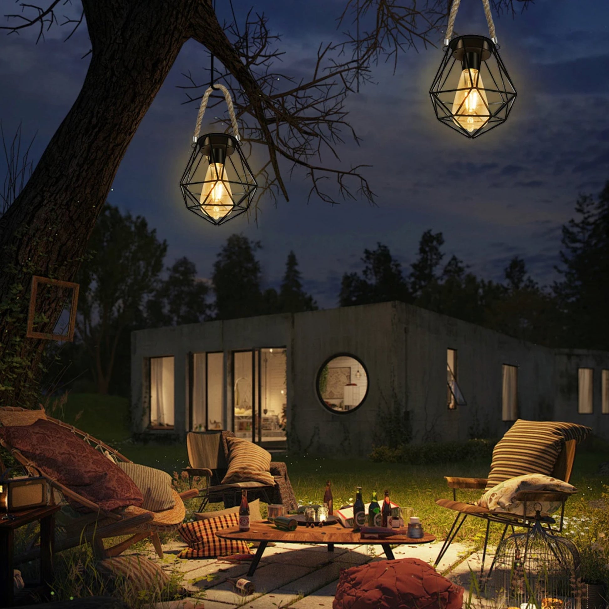 Solar Geometric Lantern 6 inch Outdoor Garden Light