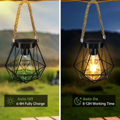 Solar Geometric Lantern 6 inch Outdoor Garden Light