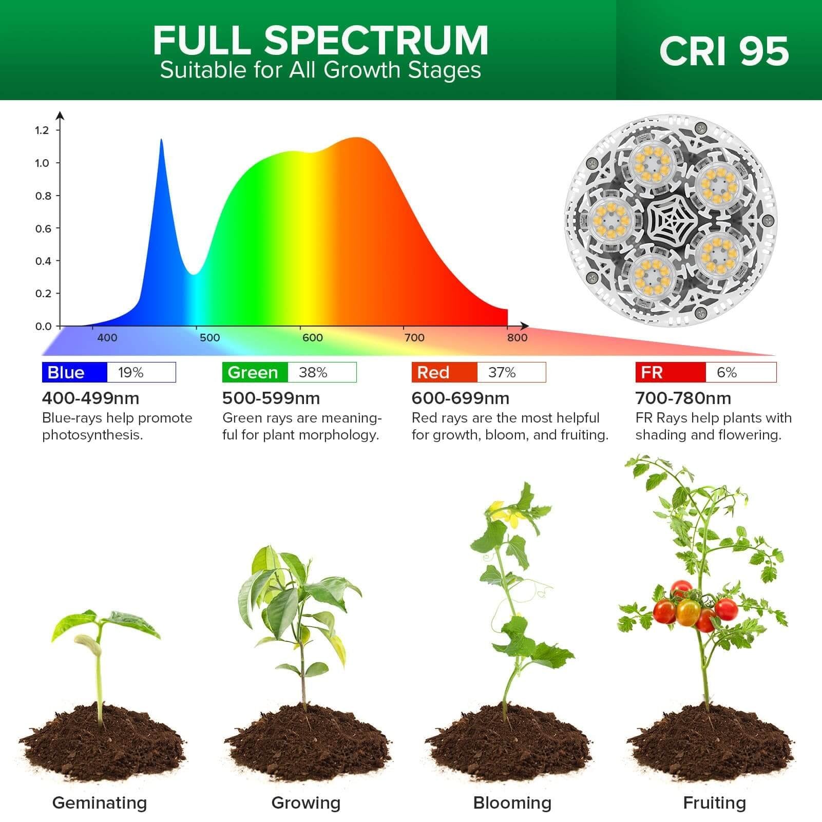BR30 Grow Light, 30W, Tripod Stand, Plant Light
