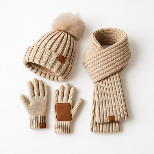 Winter Hat Scarf Gloves Set, 3-in-1 Warm Gear